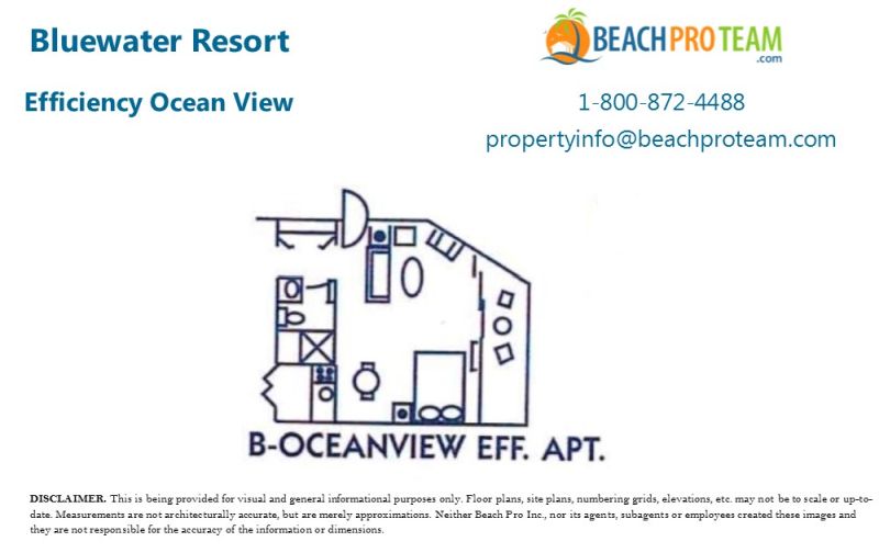 Bluewater Resort Floor Plan B - Effeciency Ocean View